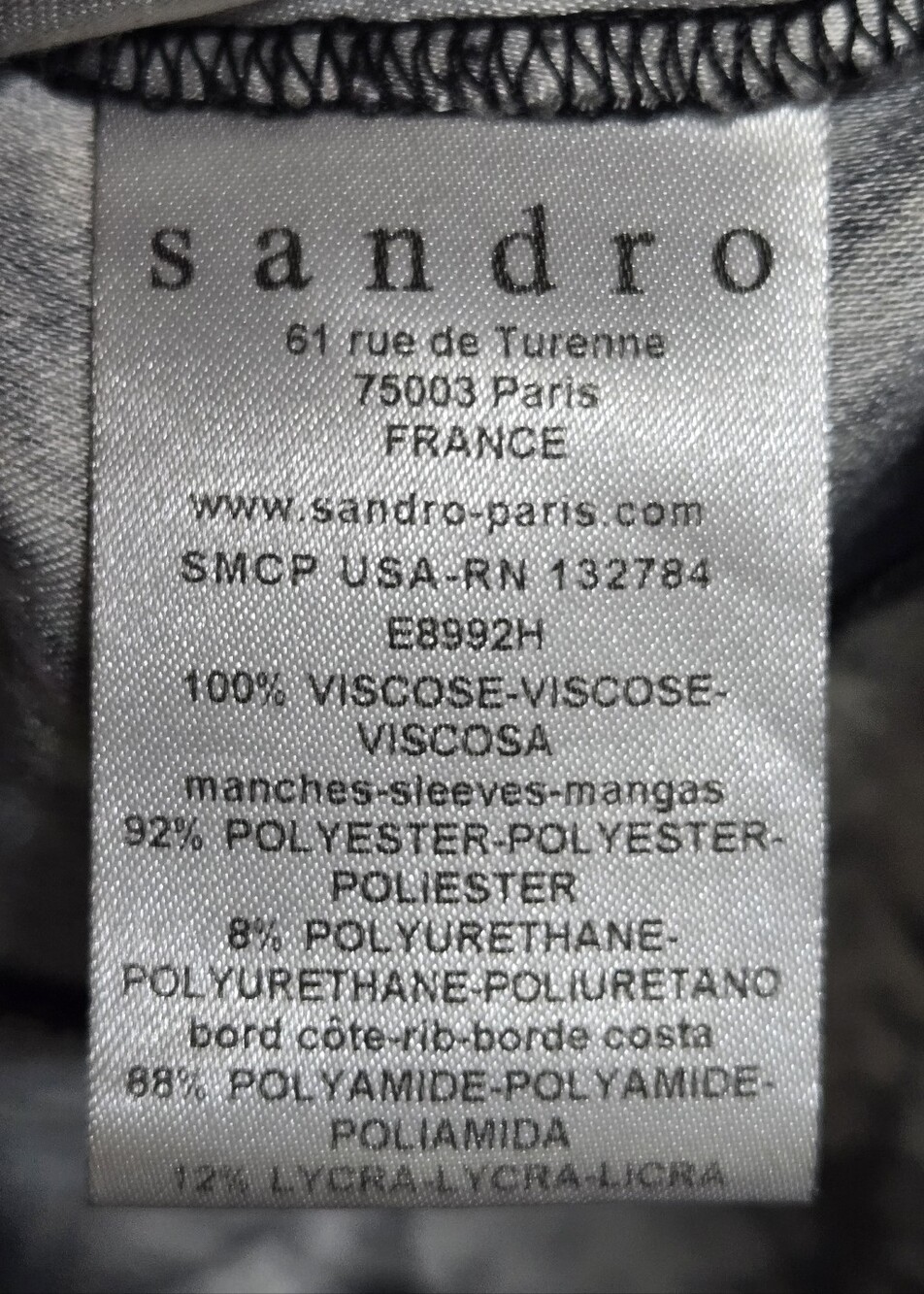 Sandro Paris Sweatshirt Top Geometric Chevron Print Metallic Faux Leather Sz 1 - Picture 10 of 11